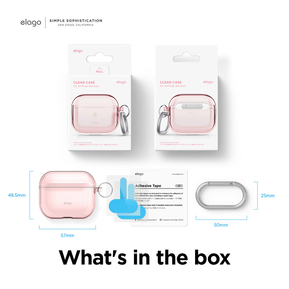 Ốp Case Elago Clear Hang dành cho Airpods 3, Airpods Pro- Hàng chính hãng