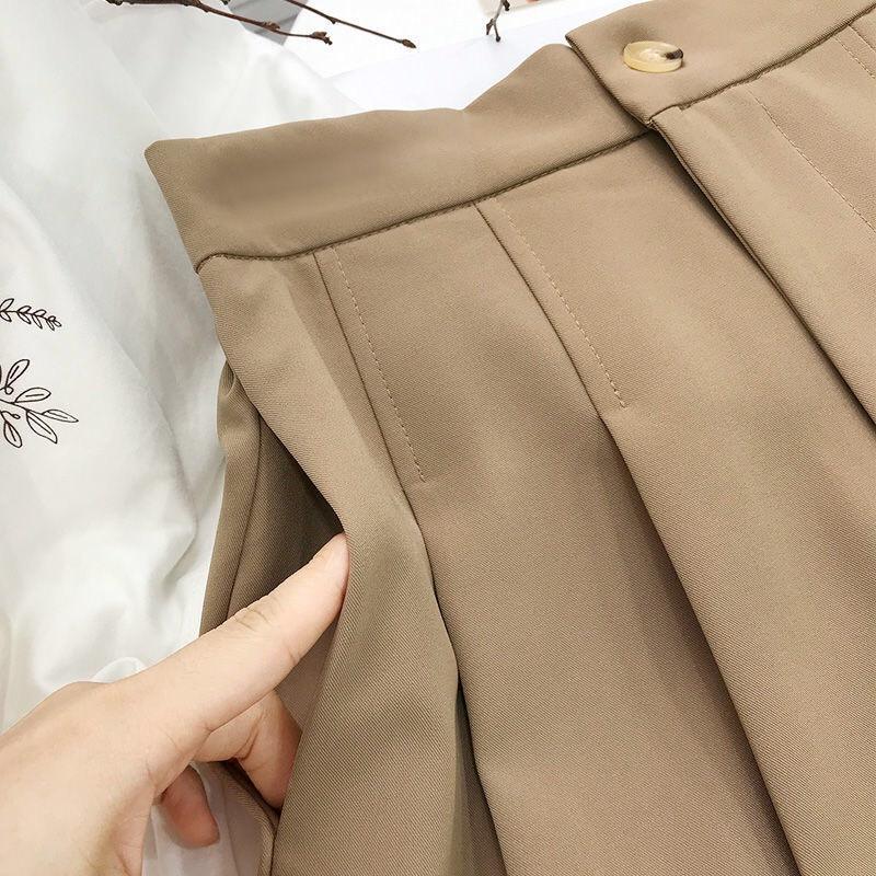Quần sooc nữ ống rộng xếp ly dáng váy, cạp khuy đứng xếp ống xòe Xinh Xắn