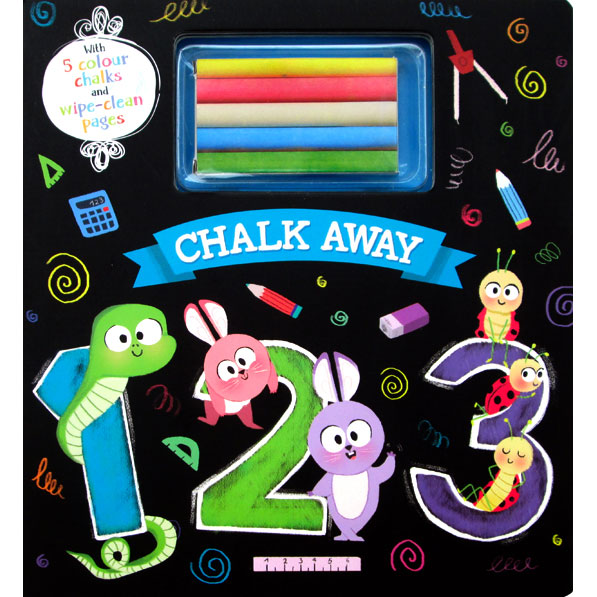 Chalk Away: 123 (With 5 Colour Chalks and Wipe-Clean Pages)