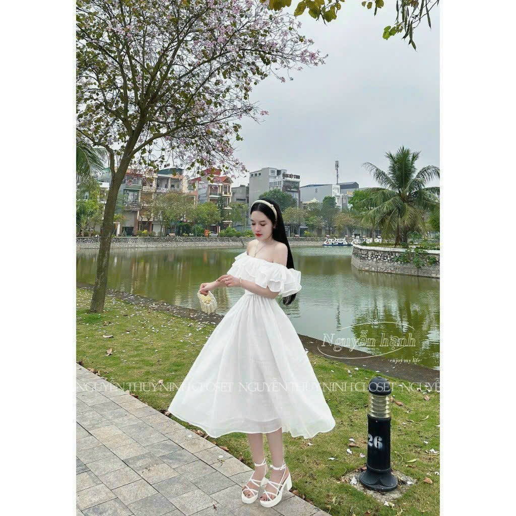 ĐẦM XOÈ PHỐI BÈO 2 LỚP  3 MÀU Y HÌNH