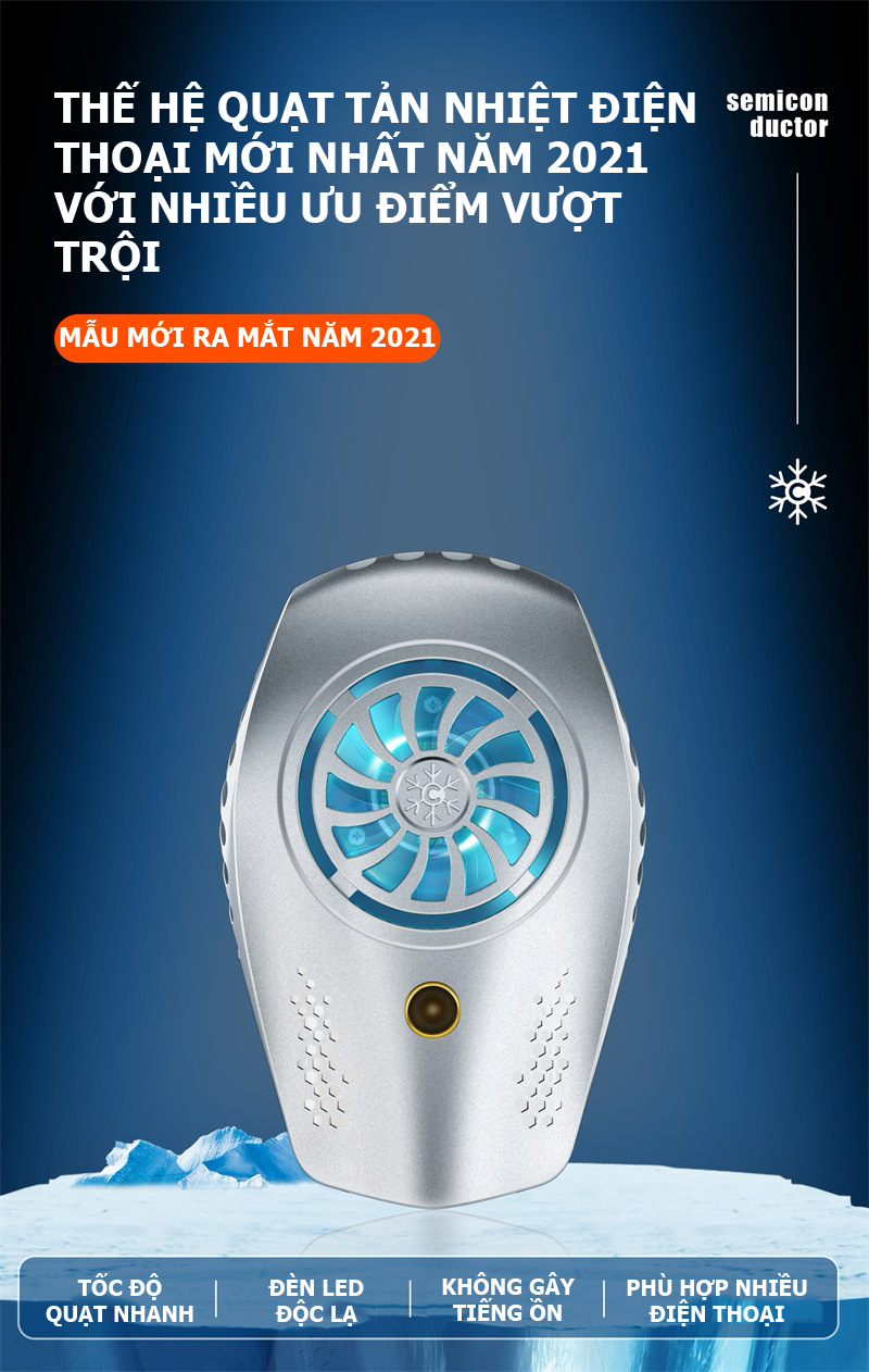 Đế tản nhiệt điện thoại K3 làm lạnh bán dẫn có đèn LED siêu đẹp tốc độ quạt 7000 vòng/ phút