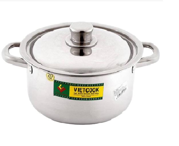 Nồi inox Vietcook nắp inox 1 đáy- size 24cm
