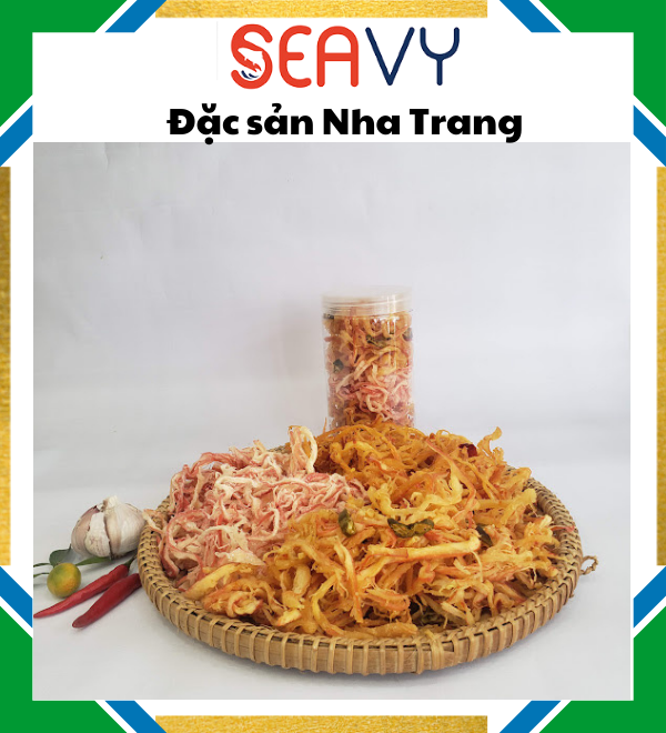 Đặc Sản Nha Trang -Combo Mực Xé Sợi 3 Vị Xé Tắc, Xé Bơ Tỏi, Xé Hấp Nước Dừa ,Seavy Hộp 300gr