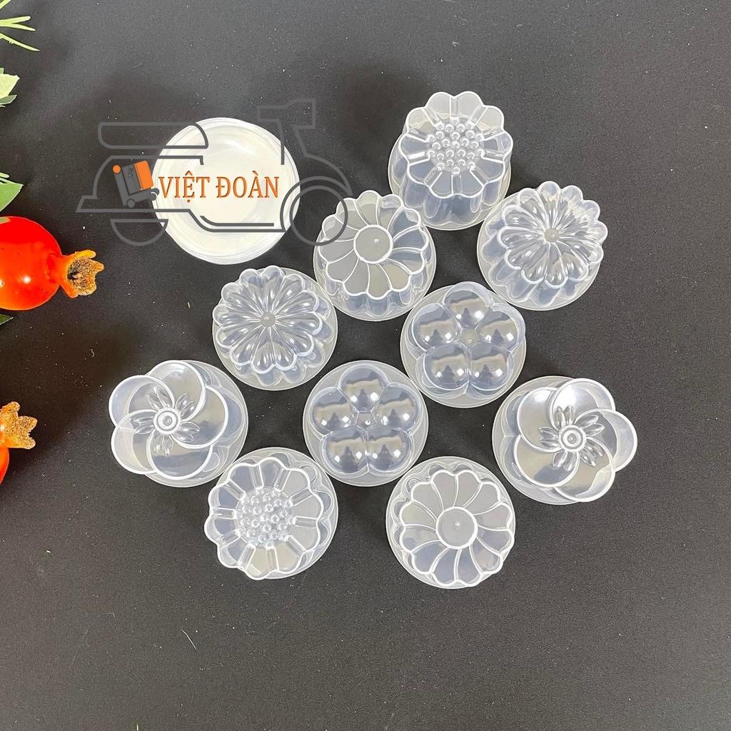 Khuôn làm RAU CÂU, RAU CÂU DỪA , BÁNH IN, BÁNH PHỤC LINH hình hoa - CÓ NẮP, nhựa trong , dày
