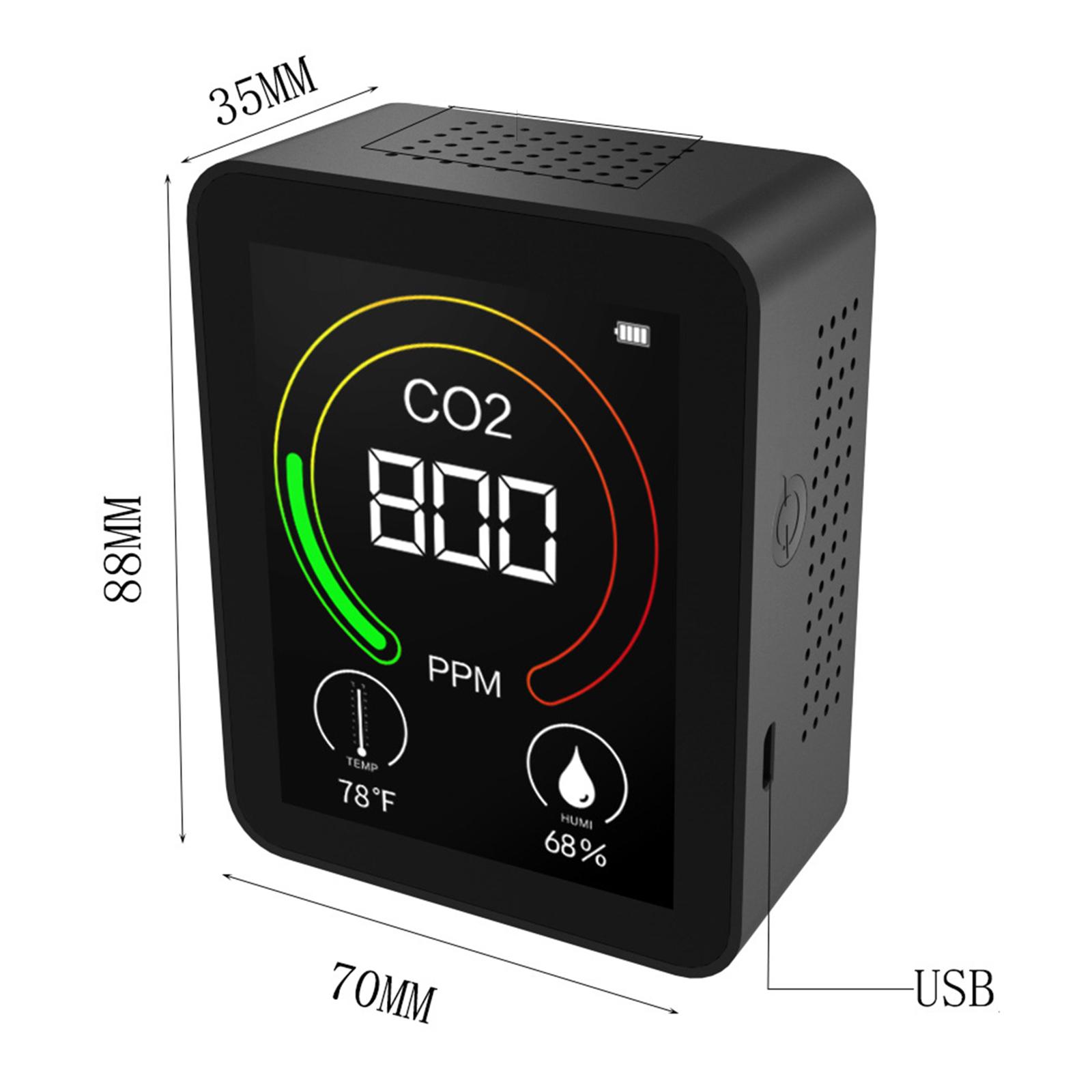 Air Quality Tester Indoor CO2 Meter for Home 1500mah Temperature and Humidity Detector Real Time Display Accurate Carbon Dioxide Sensor 400-6000PPM