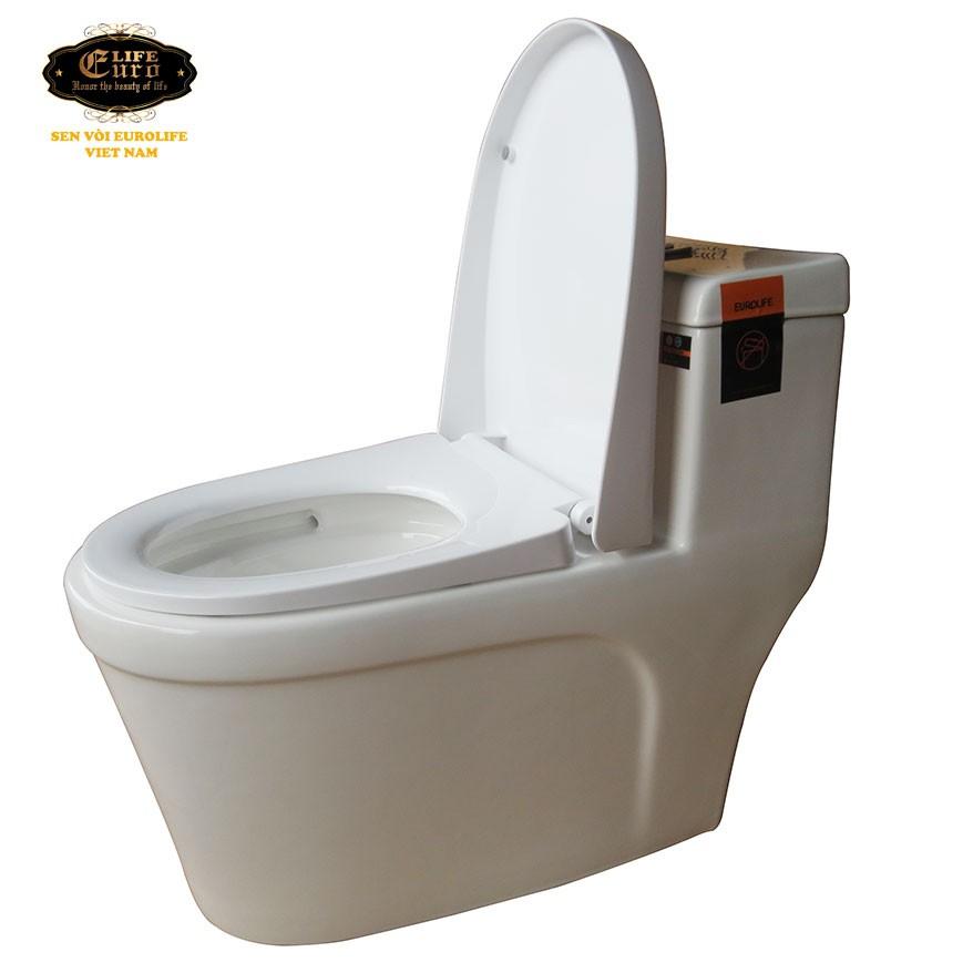 Bồn cầu 1 khối men sứ Nano tuyết, nắp đóng êm Eurolife EL-BC216