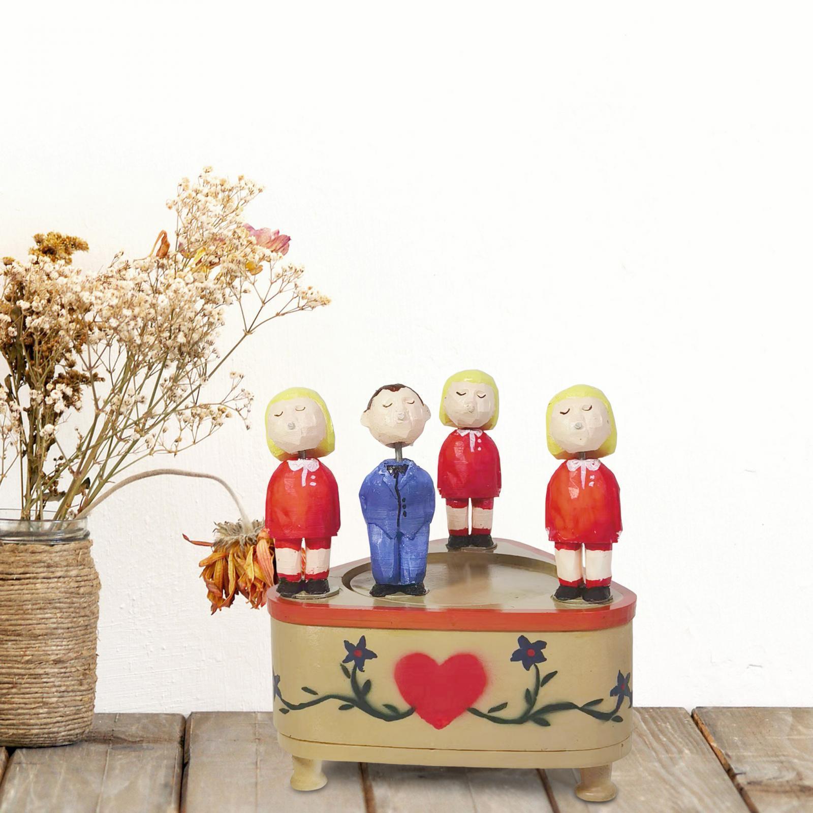 Kissing Couple Doll Music Box Creative Music Mechanism Rotating Statue for Birthday Gifts Boys