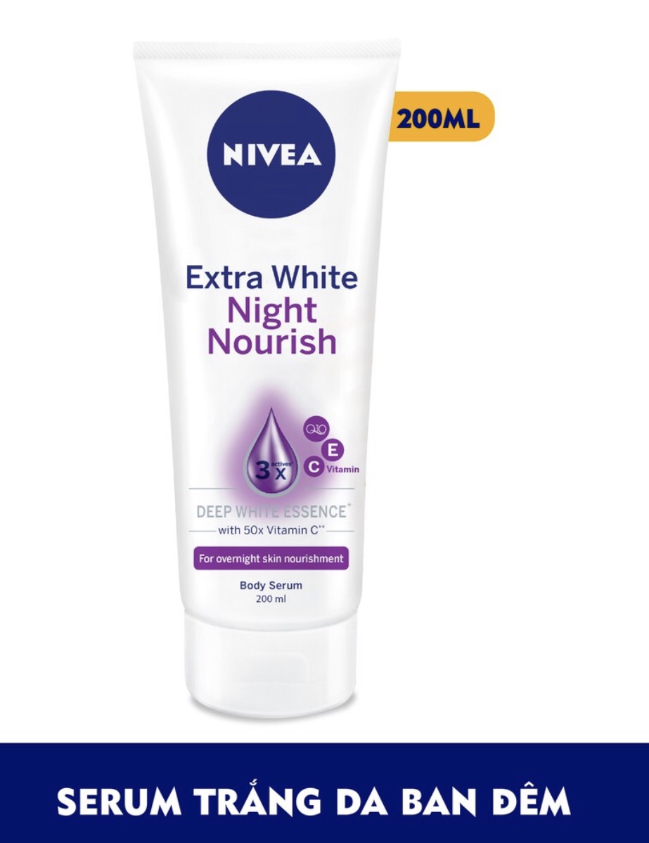 Bộ đôi Serum dưỡng thể NIVEA dưỡng trắng chống nắng, phục hồi Ban ngày 180ml &amp; Ban đêm 200ml