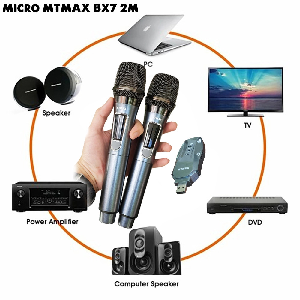 Micro karaoke dành cho ô tô MTMAX BX7 2M phiên bản mới đa năng cao cấp - Biến mọi loa nghe nhạc thành loa karaoke