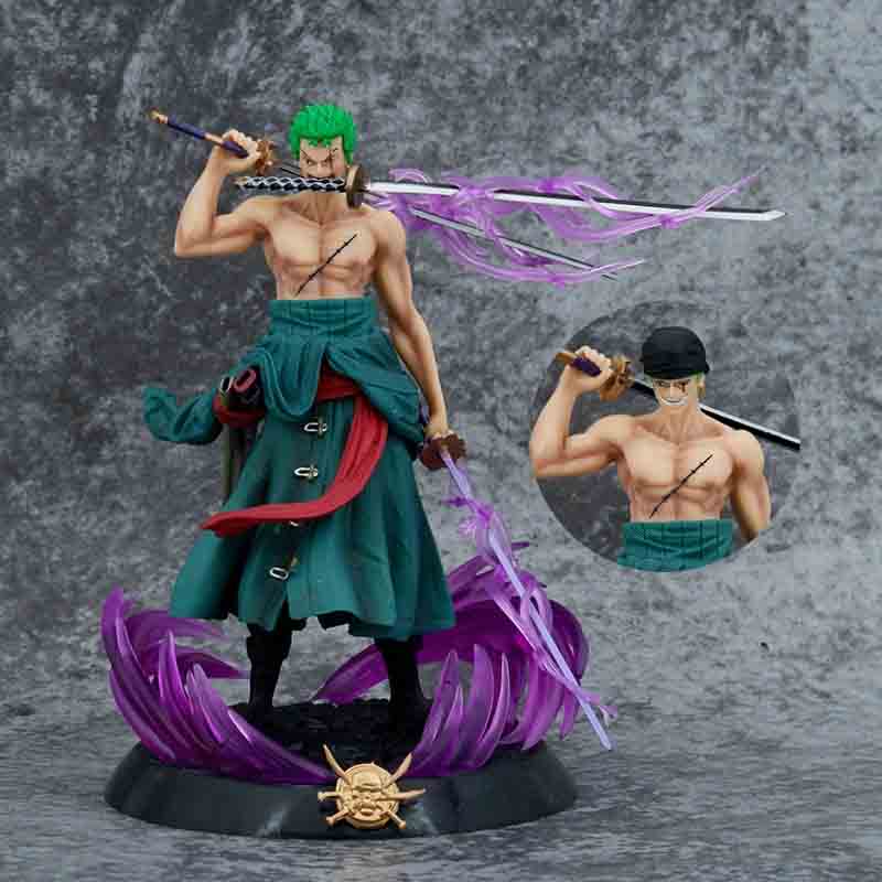 Mô Hình One Piece, mô hình Zoro - Zoro đứng 2 đầu + 3 kiếm + 3haki