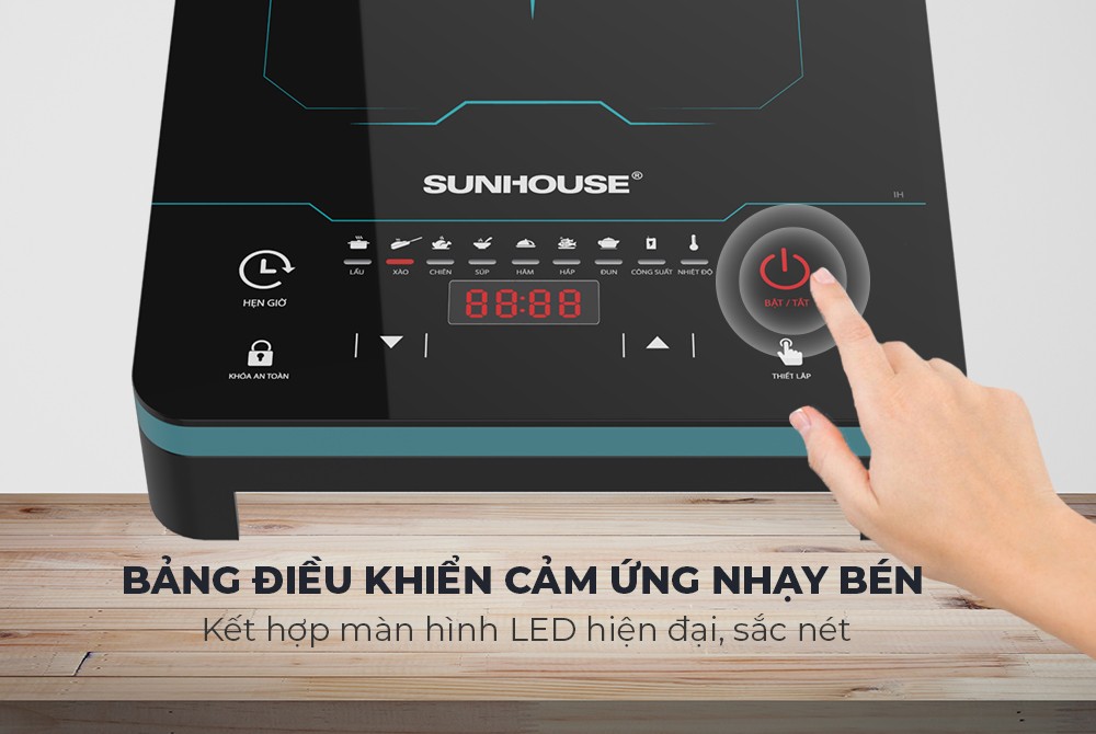 Bếp Từ Đơn Điện Tử Cảm Ứng Sunhouse SHD6873 Tặng Kèm Nồi Lẩu Inox - Hàng Chính Hãng