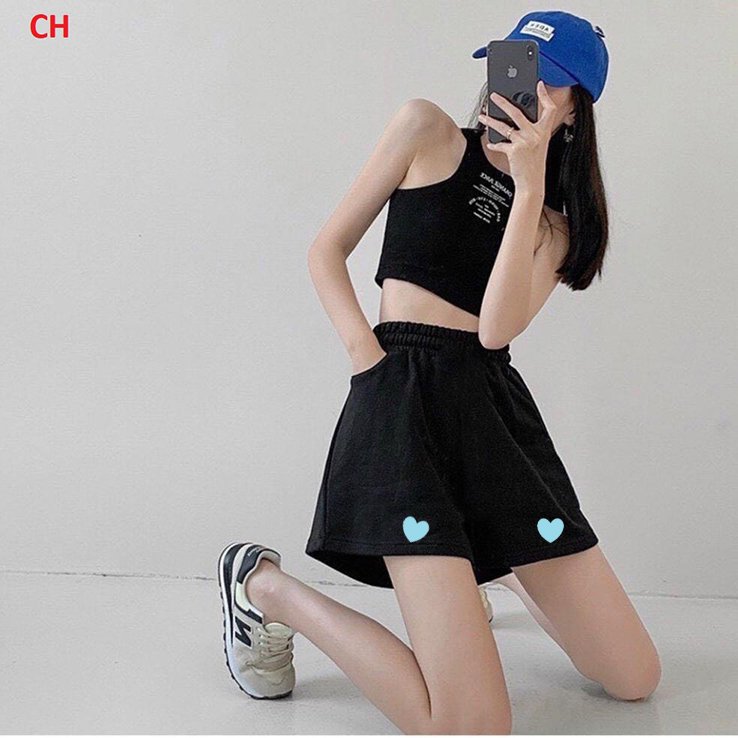 Quần sooc tim xanh lưng chun siêu đẹp