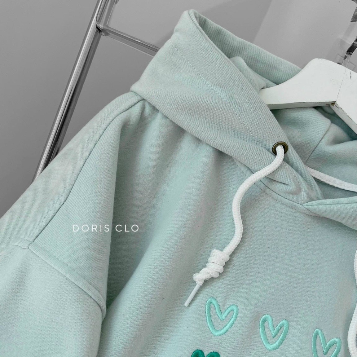 Áo Hoodie Logo/Thêu Chữ/Thêu Trái Tim Màu Xanh Mint Unisex Nỉ Bông siêu mịn Form rộng unisex (100% Ảnh Thật của shop), áo khoác hoodie chống nắng  in hình trái tim nhỏ màu xanh bơ đẹp