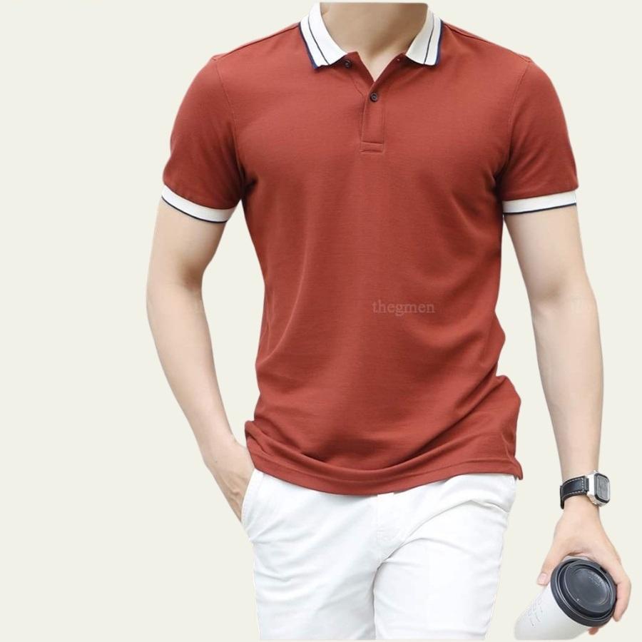 Áo polo nam thời trang LUZADO ,áo thun nam phối viền tay và cổ áo, áo phông cổ bẻ nam chất co giãn đẹp form chuẩn
