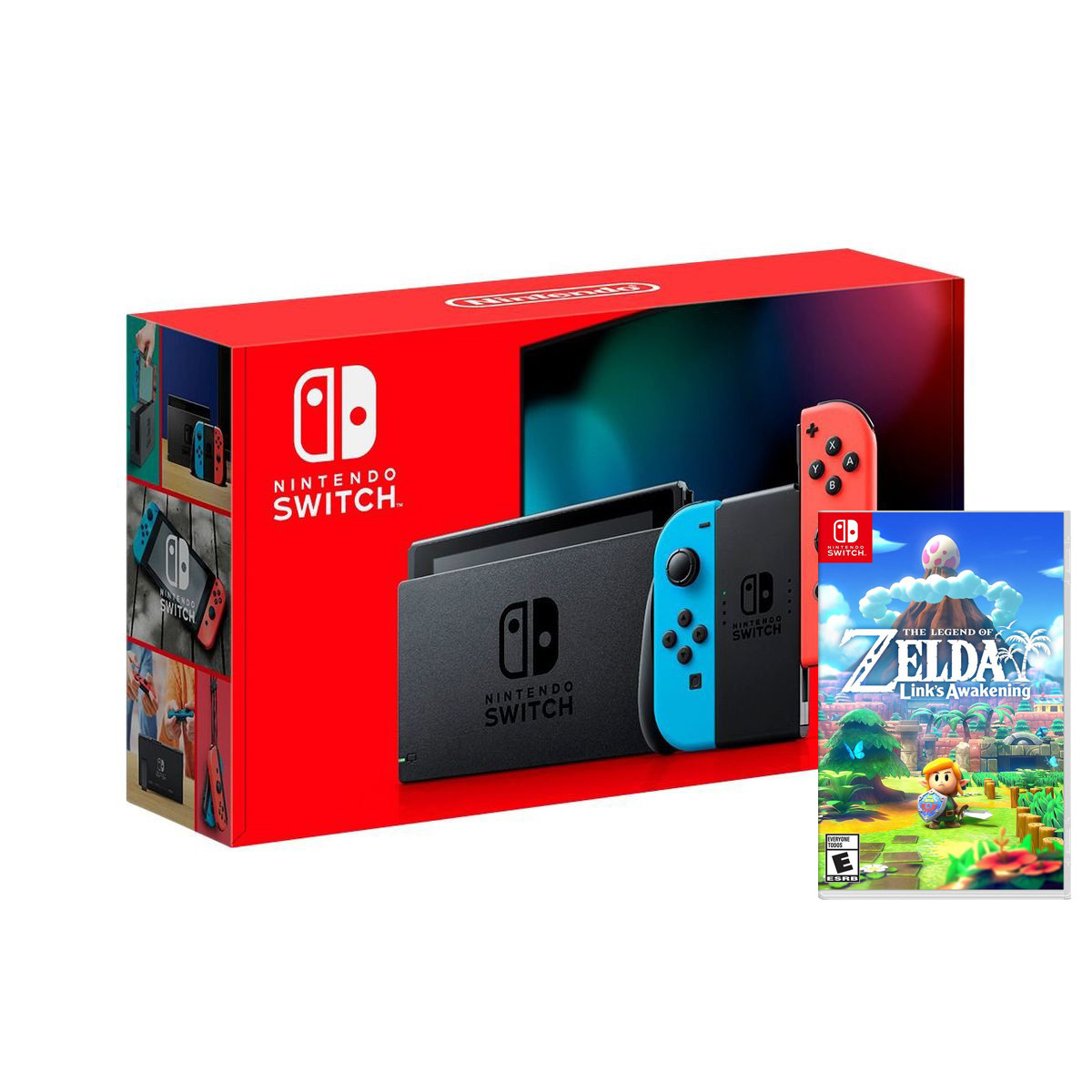 Máy Chơi Game Nintendo Switch Với Neon Blue Kèm Zelda Link's Awakening-MODEL 2019-HÀNG NHẬP KHẨU