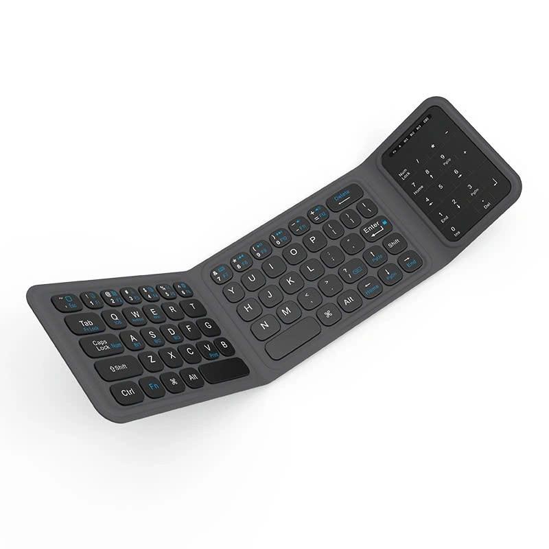 Bàn Phím Gập Gọn Di Động Bluetooth Wi WU FMK-05 Có Bàn Di Chuột Kèm Giá Đỡ Cho Laptop, Máy Tính Bảng, Điện Thoại - hàng chính hãng