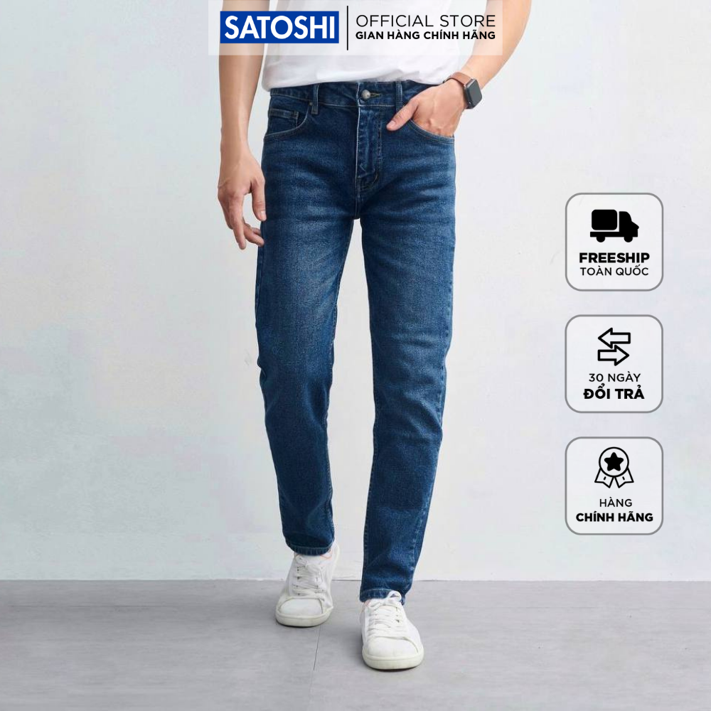 Quần Jean nam SATOSHI SAQJ66 xanh form slimfit trẻ trung dễ phối đồ