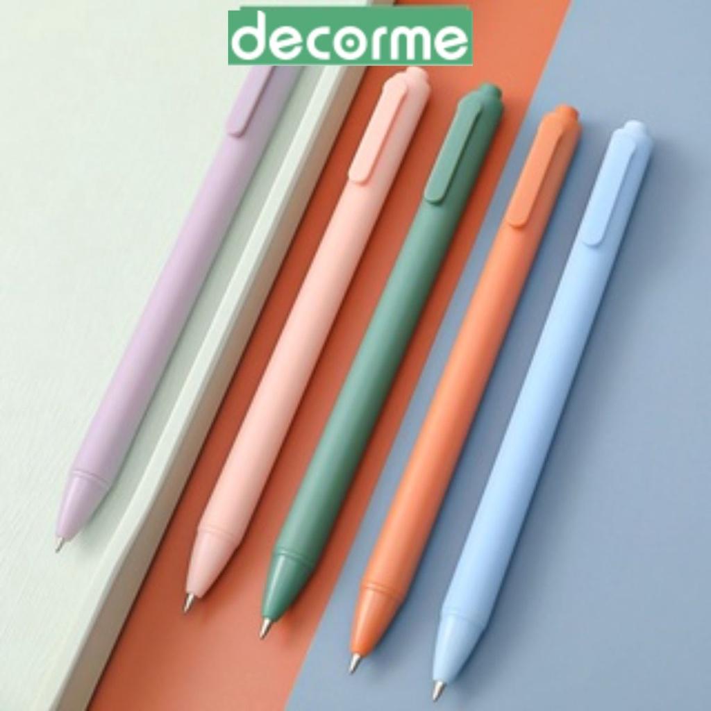 Bút gel pastel Decorme bút gel đen viết mực đen bút gel bấm ngòi 0.5mm viết trơn mượt phong cách Hàn Quốc set 5 chiếc