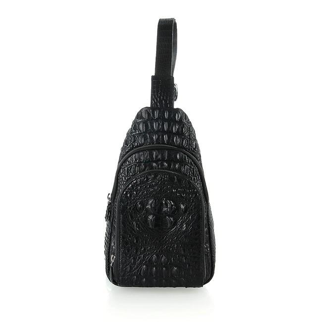 Túi đeo trước nam da cá sấu Huy Hoàng màu đen HC6285
