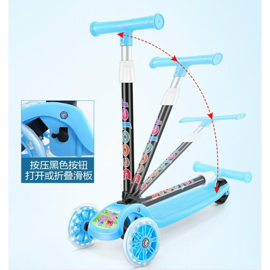 Xe scooter cho bé HCM Xe trượt trẻ em 3 bánh gấp gọn có đèn phát sáng,mẫu nhỏ nhất cho bé mới làm quen