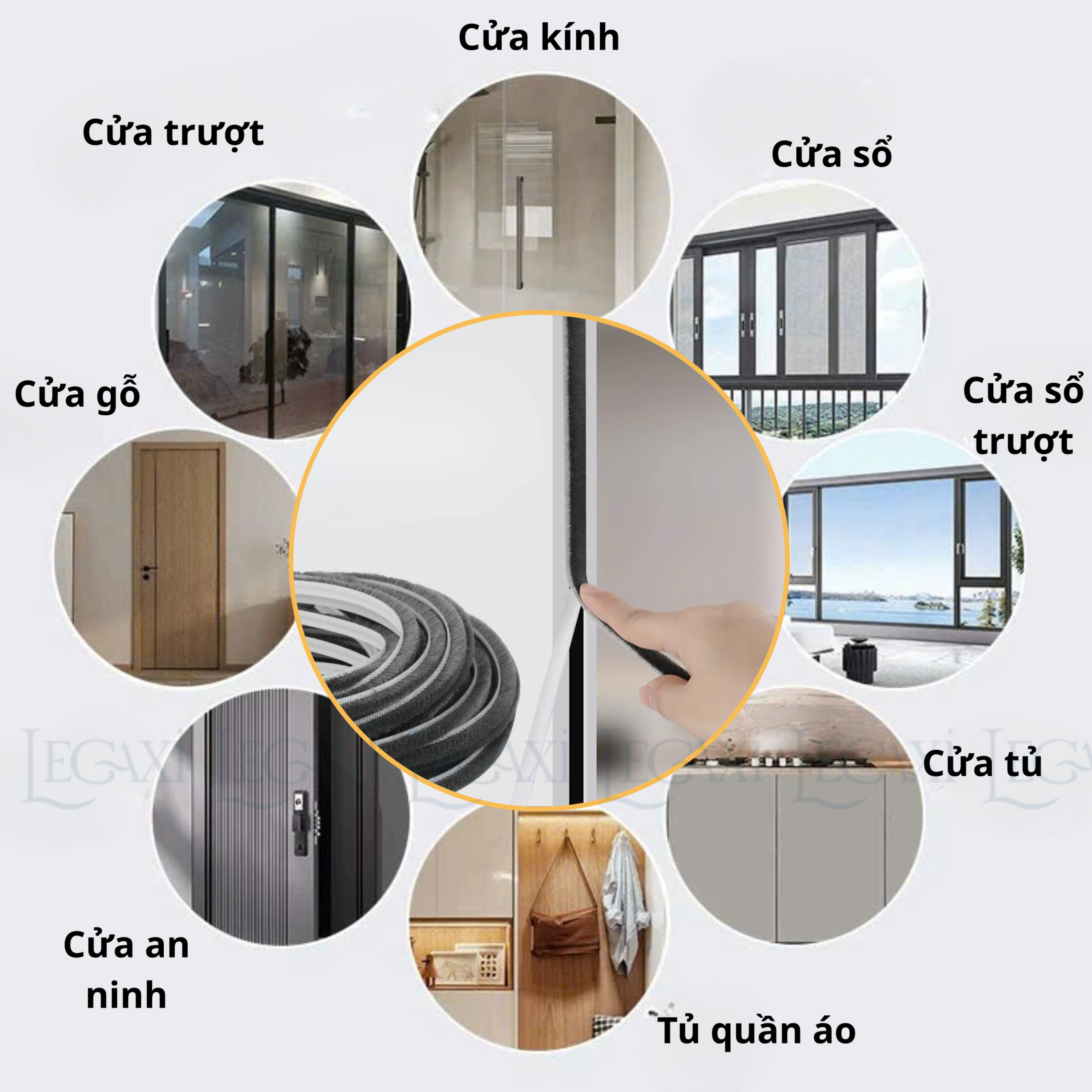 5 Mét Ron Lông nheo 5x5mm Dán Khe Hở Khung Cửa Gioăng dán cửa sợi lông Ron Lông Dán Cửa Gỗ Giảm Chấn