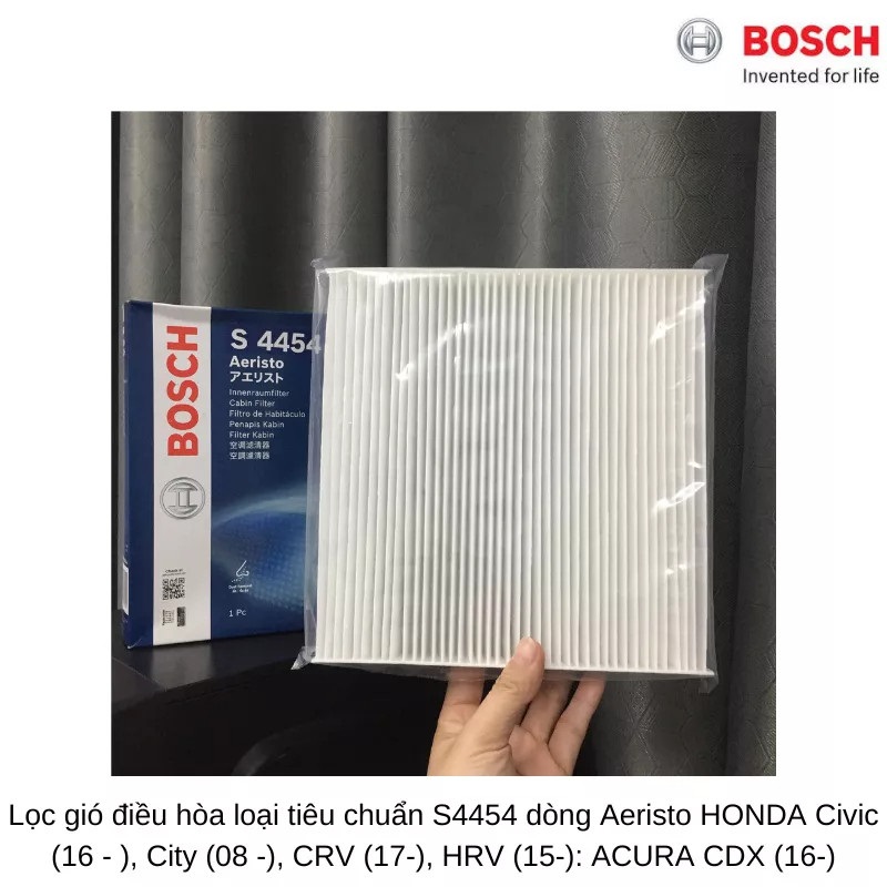 Lọc Điều Hòa Loại Tiêu Chuẩn BOSCH Ariesto S4454 Cho Xe Honda Civic City, CRV, HRV, Acura CDX..