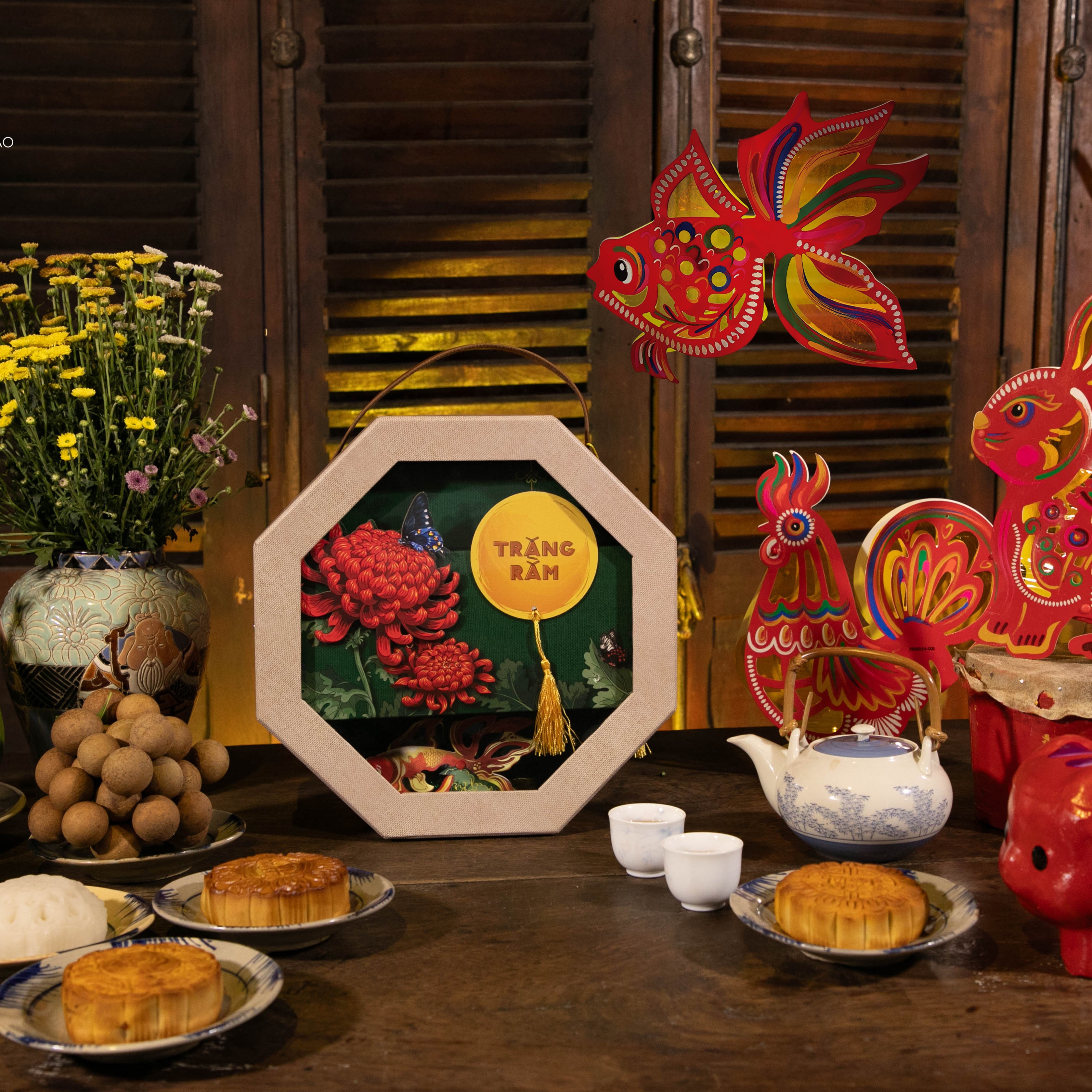 Combo Hộp quà bánh Trung Thu Xanh IKACHI &quot;Trăng rằm&quot; - Quà tặng ý nghĩa dành cho gia đình
