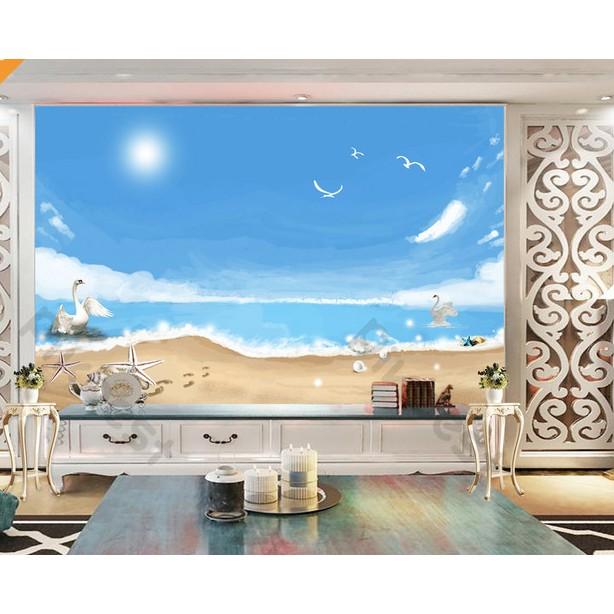 Tranh dán tường Bầu trời xanh mơ ước, tranh dán tường 3d hiện đại MS701681