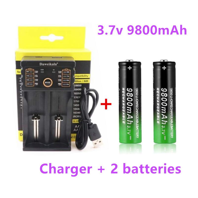 2022 New18650 Pin Chất Lượng Cao 9800MAh 3.7V 18650 Li-ion Pin Sạc Cho Đèn Pin Đèn Pin + Sạc Điện Áp Danh Định: 3.7V