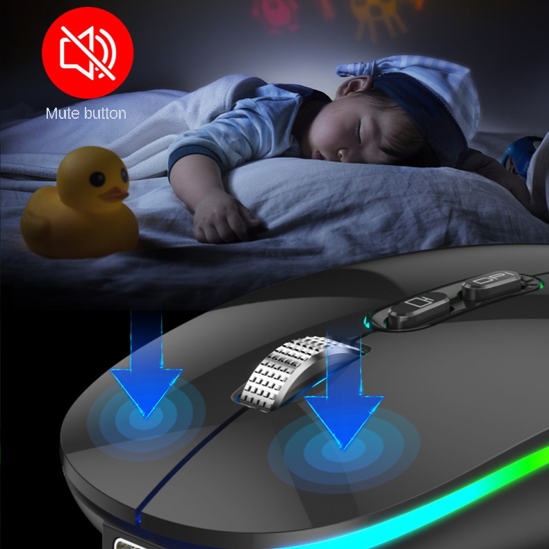 Chuột led không dây M103 - Bluetooth + USB Wireless 2.4G - Pin sạc cổng typeC - Chống ồn - chống mỏi cổ tay