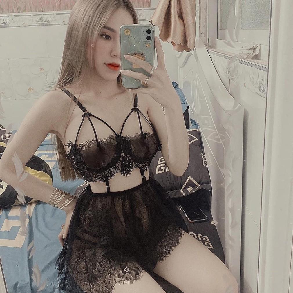 Đầm Ngủ Sexy Váy Ren Hở Bụng Quyến RũFreeship-Chất ĐẹpĐầm mặc nhà hở lưng gợi Đẹp Xuất Sắc(M4)