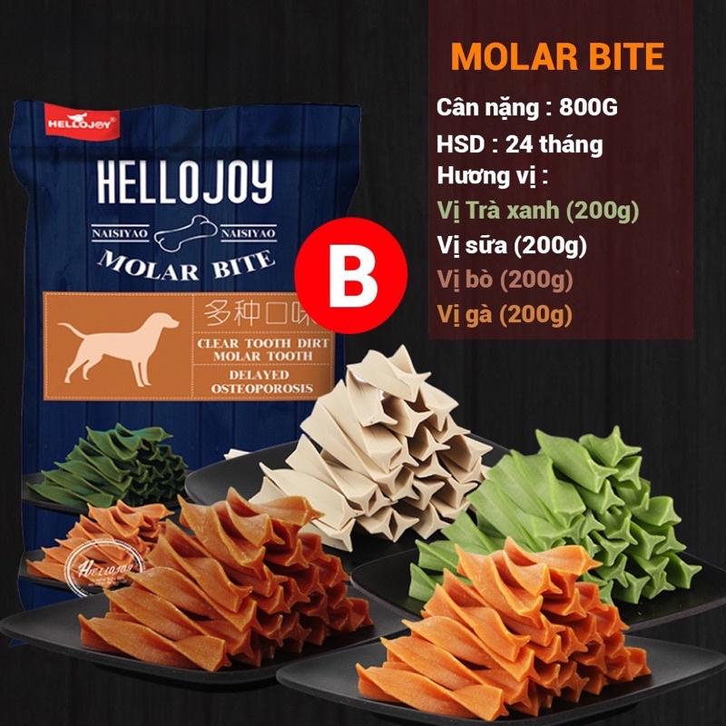 Xương gặm sạch răng Hello Joy 8 vị (800g) Bánh thưởng cho chó mèo thú cưng