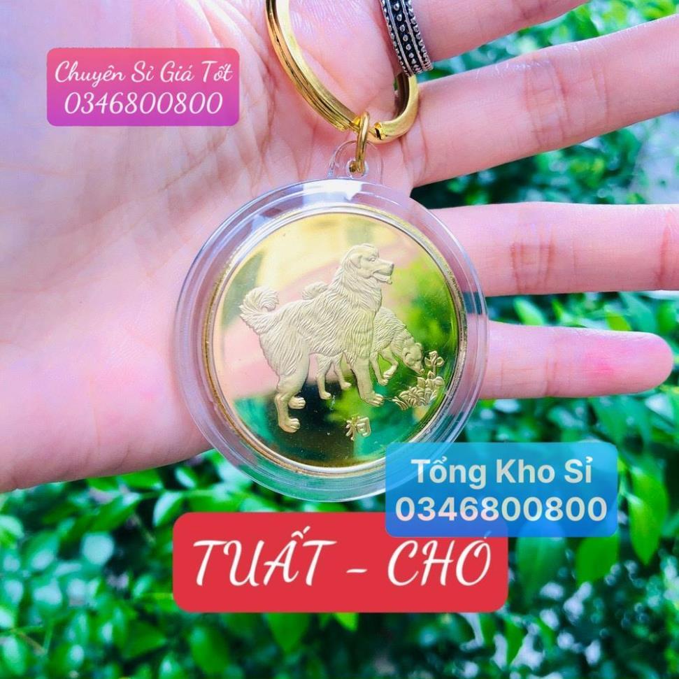 Móc Khóa 12 Con Giáp Đồng Xu Phong Thủy May Mắn