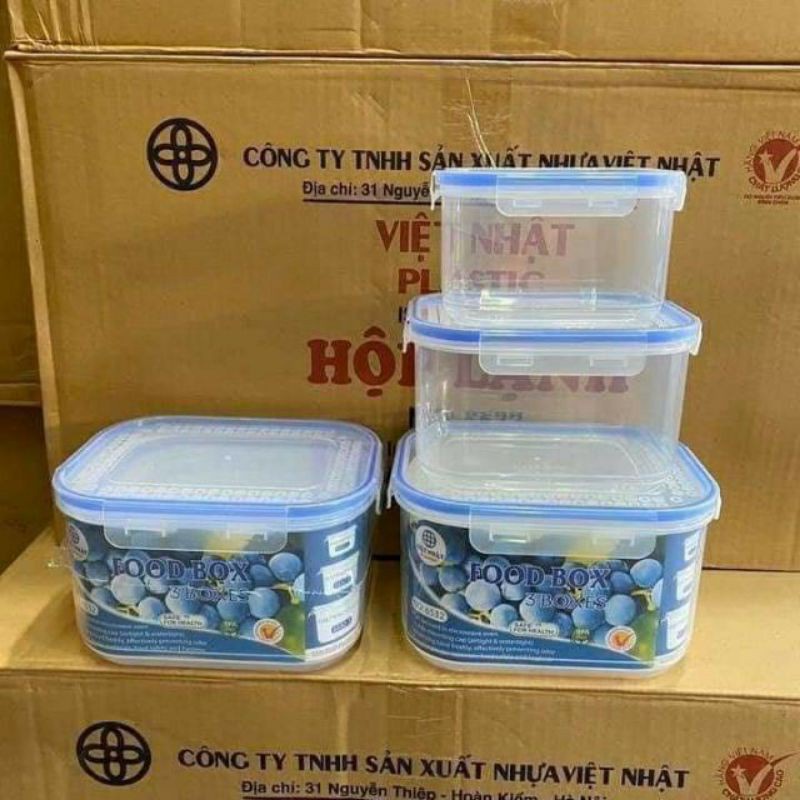 Bộ 3 Hộp Đựng Thực Phẩm Chữ Nhật Nhựa Việt Nhật Cao Cấp ZA22 - Egreen Dùng 1 Lần
