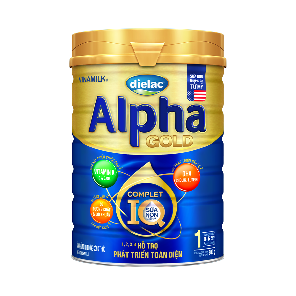 HỘP SỮA BỘT VINAMILK DIELAC ALPHA GOLD IQ 1 900G