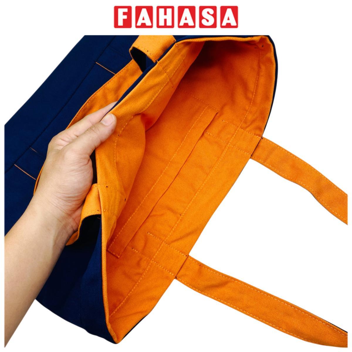 Túi Vải Tote 2 In 1 Phối 2 Màu - Saigon ZeroWaste - Màu Xanh Dương + Cam