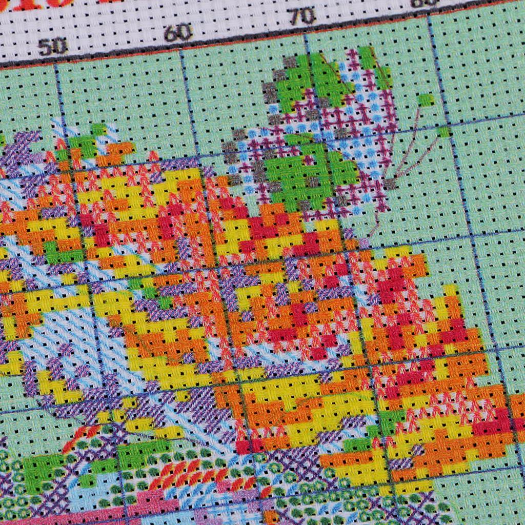 14CT Flower Stamped Cross Stitch Kit Handmade Crafts for Home Decor 8x8''