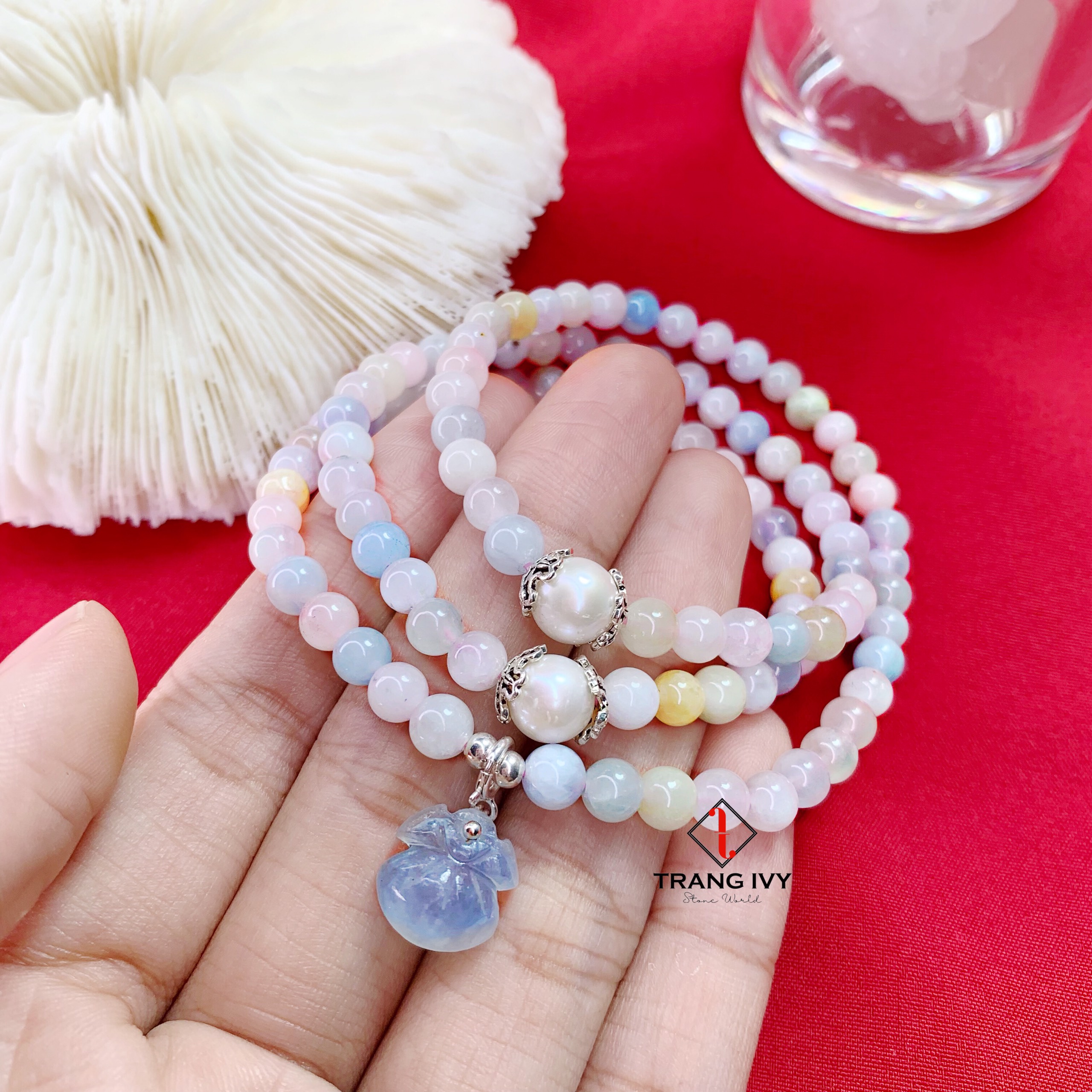 Vòng Đá Beryl Đa Sắc Mix Túi Tiền Aquamarine
