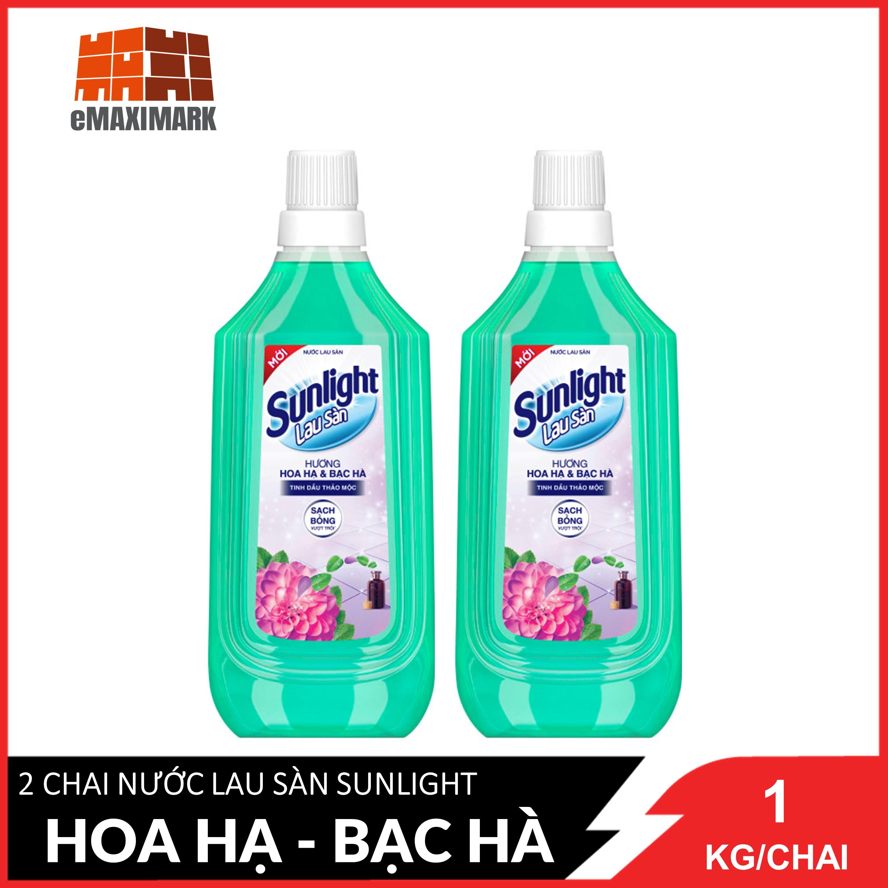 Combo 2 Chai Nước lau sàn Sunlight Hương Hoa Hạ Và Bạc Hà Chai 1 Kg x2