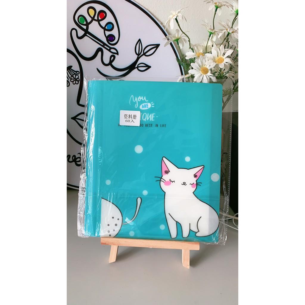 Quyển 60 lá file album đựng giấy tờ, tài liệu học tập, tranh vẽ kích cỡ A4 hình thú Voi, Hươu, Mèo,Thỏ kute