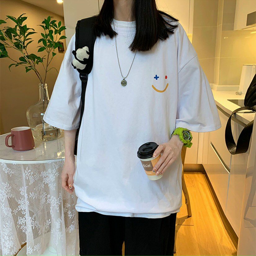 Áo Phông Nam Nữ Form Rộng Tay Lỡ Vải Cotton Mịn Mát - Mặt Cười