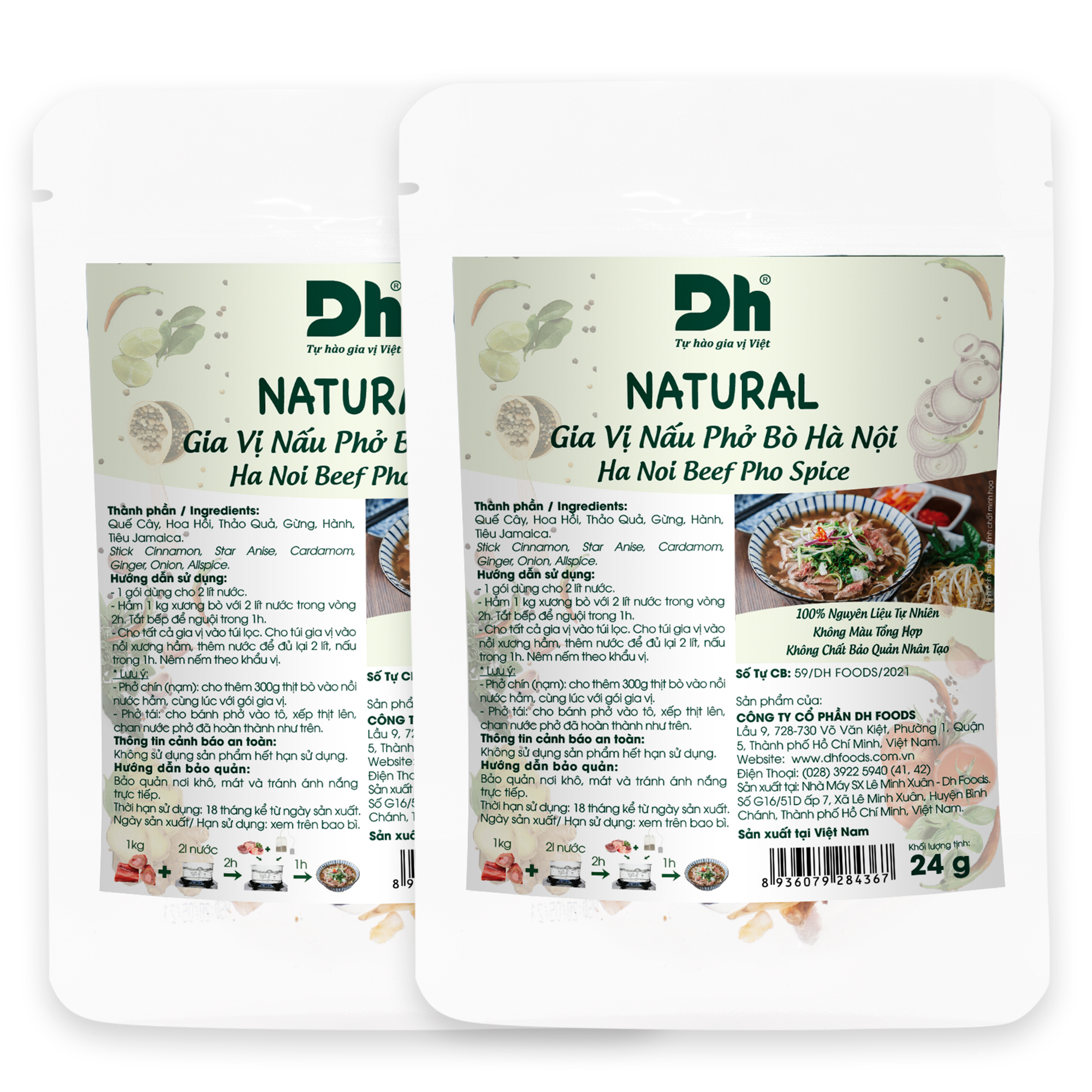 Combo 2 gói Natural Gia Vị Nấu Phở Bò Hà Nội Dh Foods