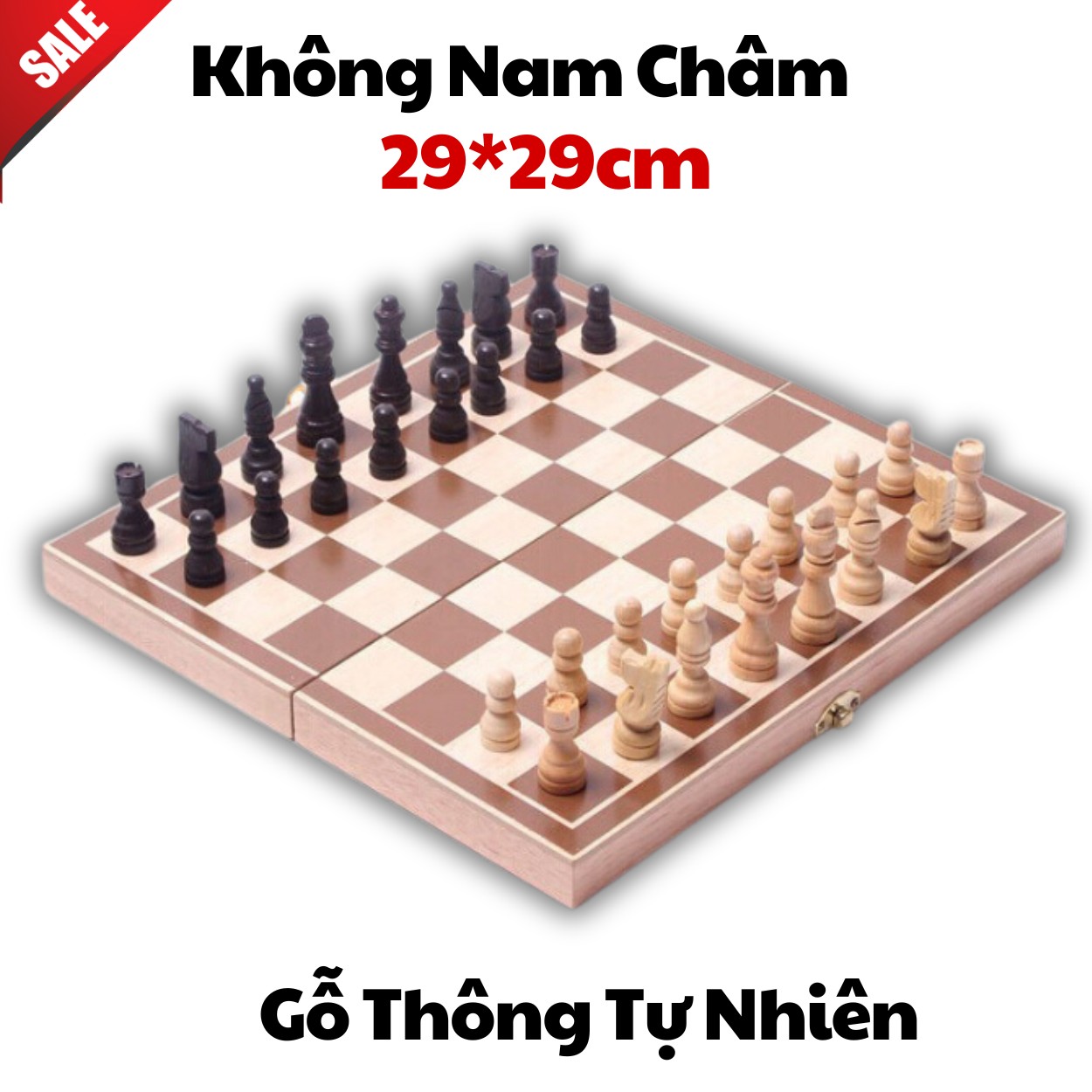 Bộ Cờ Vua Nam Châm Bằng Gỗ Tự Nhiên - Có Bàn Là Hộp Đựng - An Toàn Cao Cấp Chọn Size 29cm - 34cm và 39cm - Chính Hãng