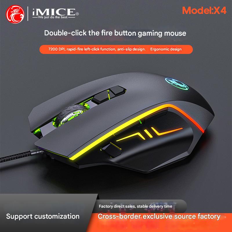Chuột Led RGB gaming X4 7200dpi công thái học chống mỏi cổ tay Cho máy tính laptop hàng nhập khẩu