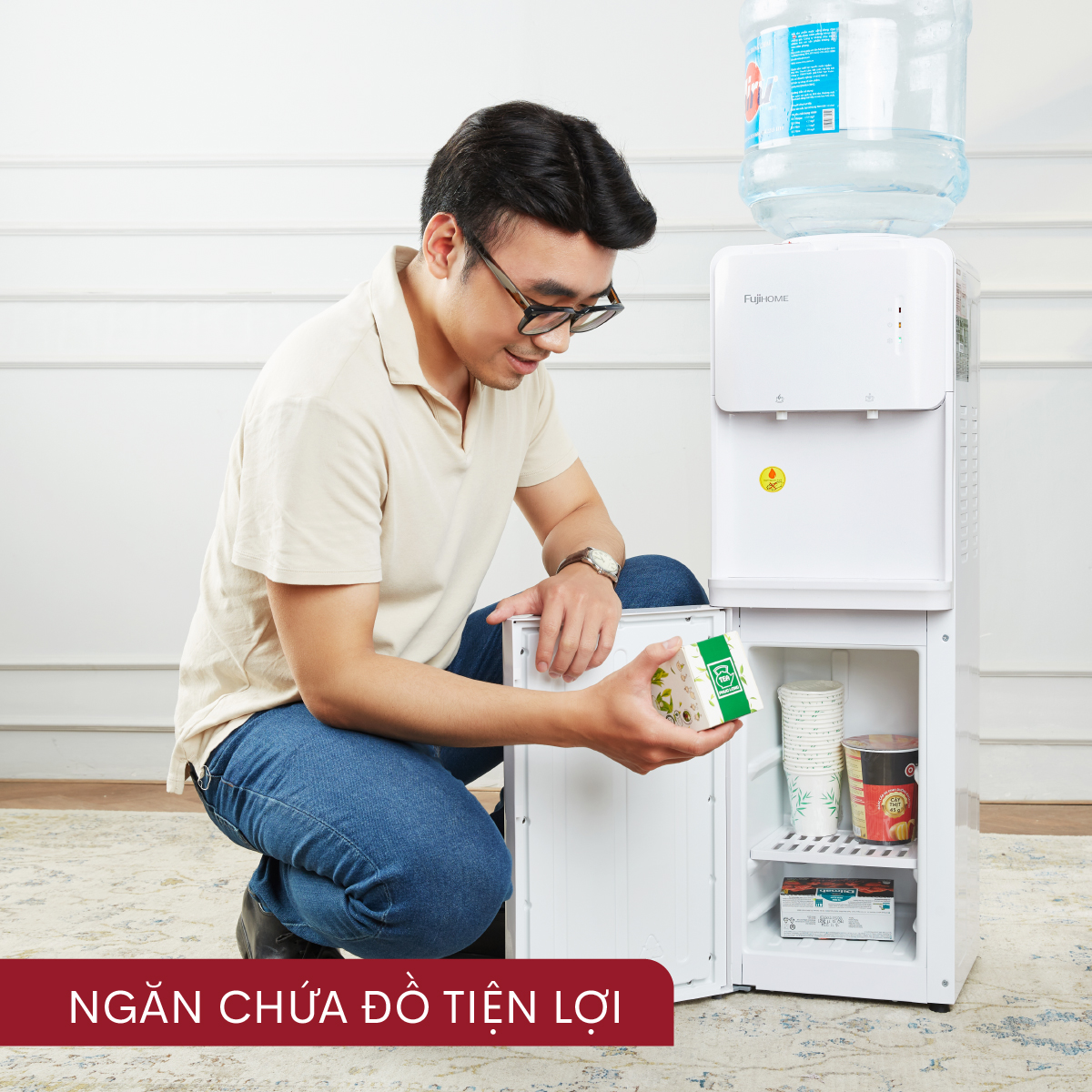 Cây nước nóng lạnh Nhật Bản Fujihome WD531C tiết kiệm điện, bình lọc tủ máy lọc nước nóng lạnh mini uống tự ngắt khóa vòi nóng- Hàng Nhập Khẩu