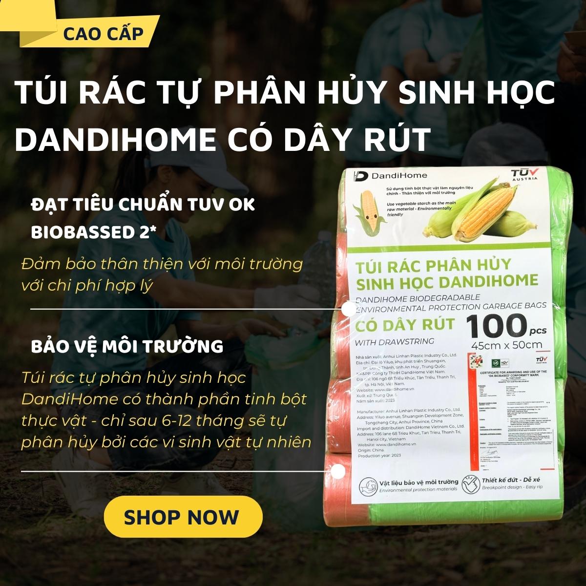 Túi rác tự phân hủy sinh học DandiHome có dây rút