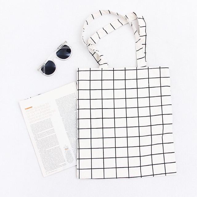 TÚI TOTE VẢI CANVAS CARO BASIC HOTTREND STYLE HÀN QUỐC LOẠI 1 MỀM MỊN