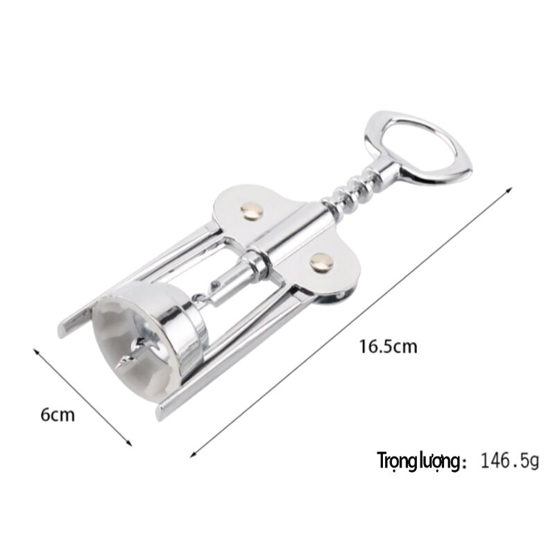 Dụng cụ khui vang , chất liệu inox, đầu khui xoắn tiện lợi.