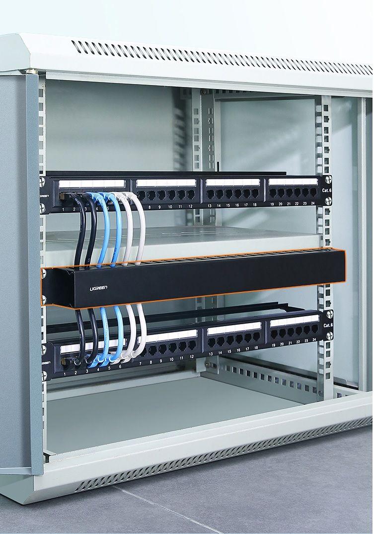 Ugreen UG70424NW128TK 24 cổng bộ kẹp dây cho Patch Panel RJ45 Management Rack màu đen - HÀNG CHÍNH HÃNG