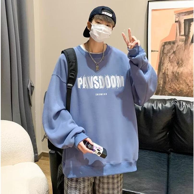 Áo Hoodie Tay Dài Cổ Tròn In Họa Tiết Thời Trang Mùa Thu Phong Cách Âu Mỹ Cổ Điển size M-3XL